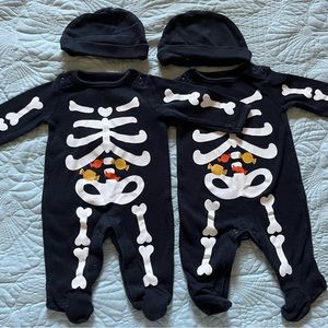 Skeleton twin baby outfits